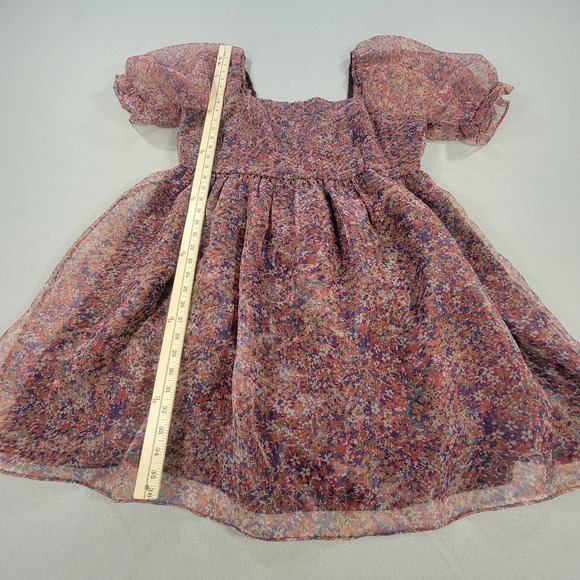 English Factory Floral Chiffon Babydoll Dress Puff Sleeve Square Neck Size 1X - Picture 10 of 11